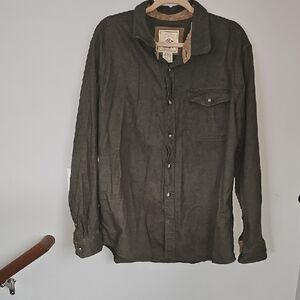 CQA Mens Flannel Button Up Shirt!! Mens Sz Xlg!! Green And Tan